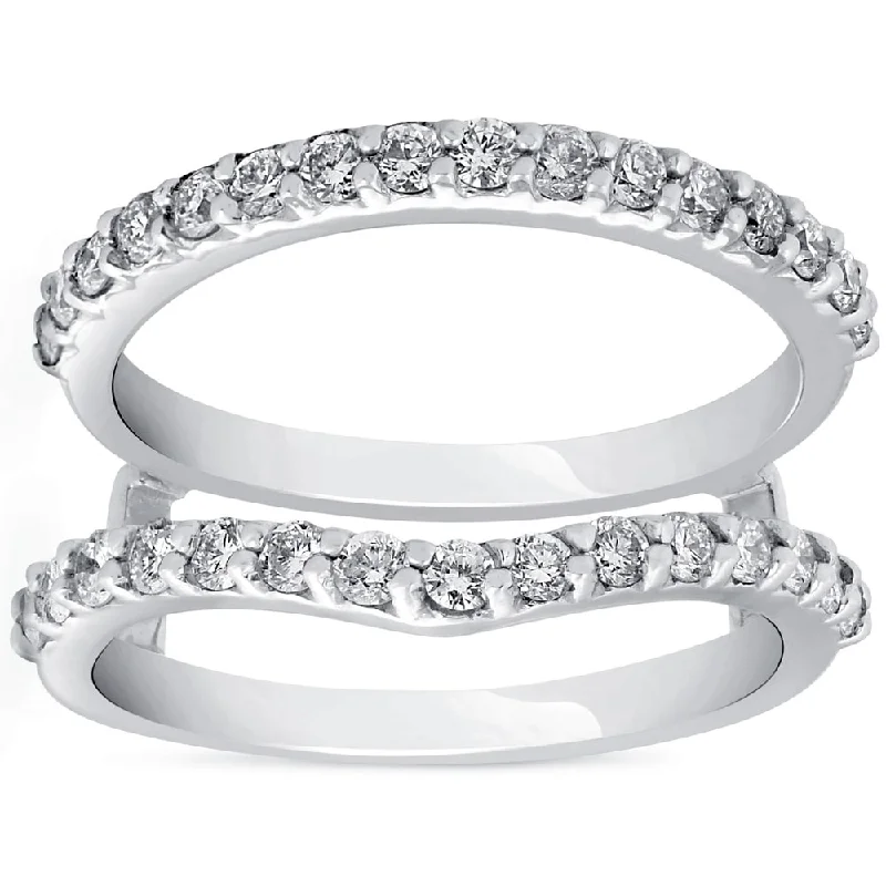 Pompeii3 14k White Gold 1 5/8 ct TDW Diamond Guard Ring Engagement Wrap Enhancer Insert (G,VS)