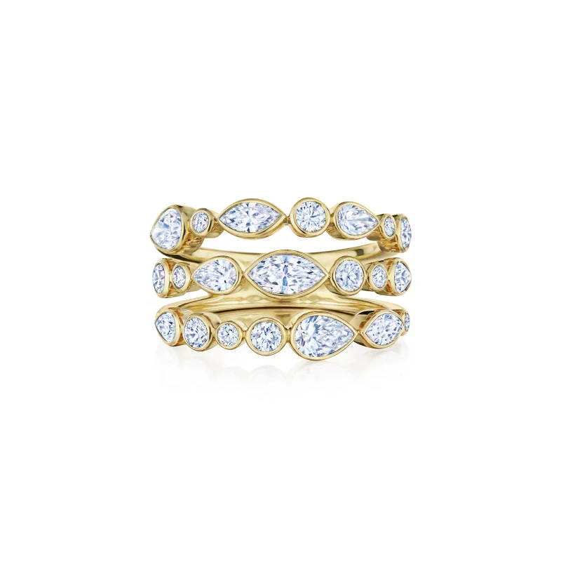 Portofino Three-Row Ring with Mixed Shape Diamonds