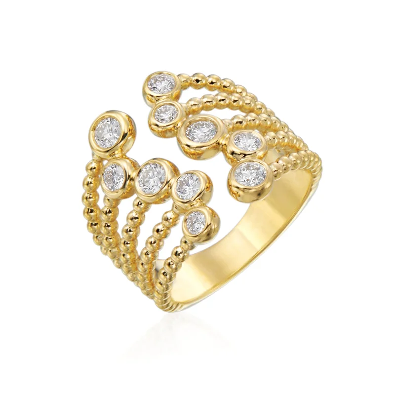 Nutmeg Cuff Ring with Diamonds