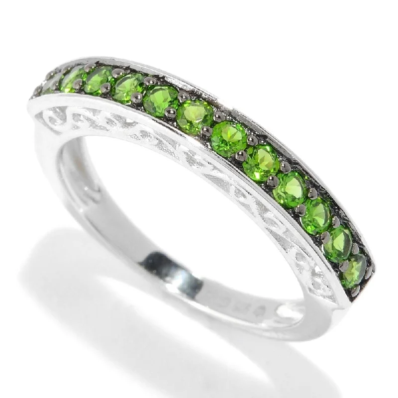 Rhodium Over Sterling Silver 0.45Ctw Chrome Diopside Ring