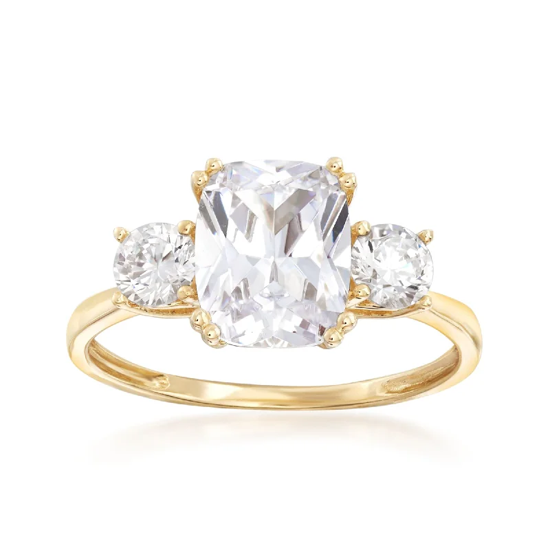 Ross-Simons CZ 3-Stone Ring in 14kt Yellow Gold