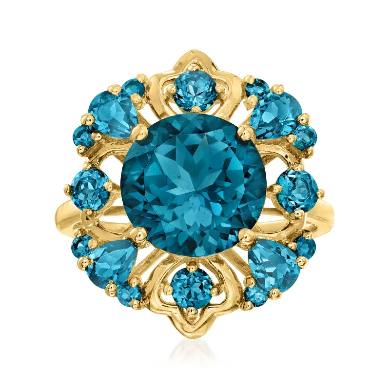 Ross-Simons London Blue Topaz Ring in 14kt Yellow Gold