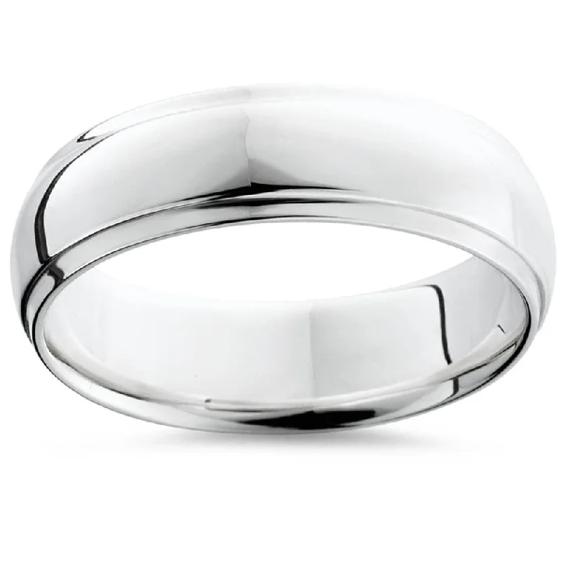 Step Cut Polished Wedding Band 950 Platinum