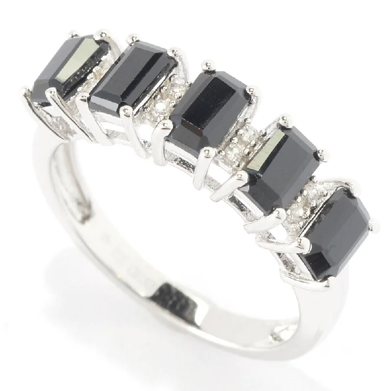 Sterling Silver 1 2/5ct Emerald-cut Spinel and White Zircon Ring