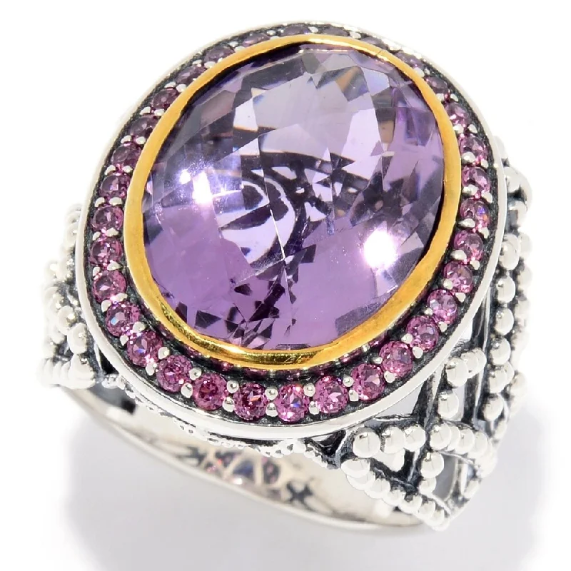 Sterling Silver 8.14ctw Oval Pink Amethyst & Rhodolite Ring