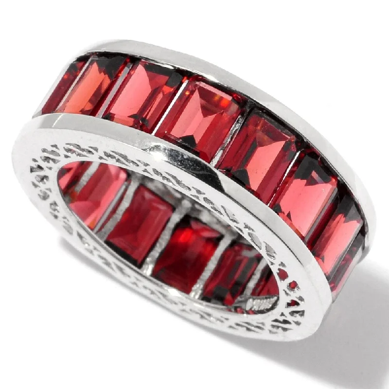 Sterling Silver Red Garnet Band Ring