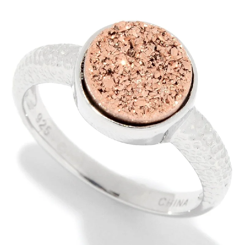 Sterling Silver Round Drusy Textured Ring