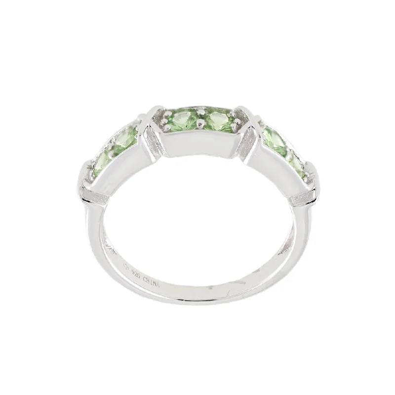 Sterling Silver Round Tsavorite 6-stone Band Ring