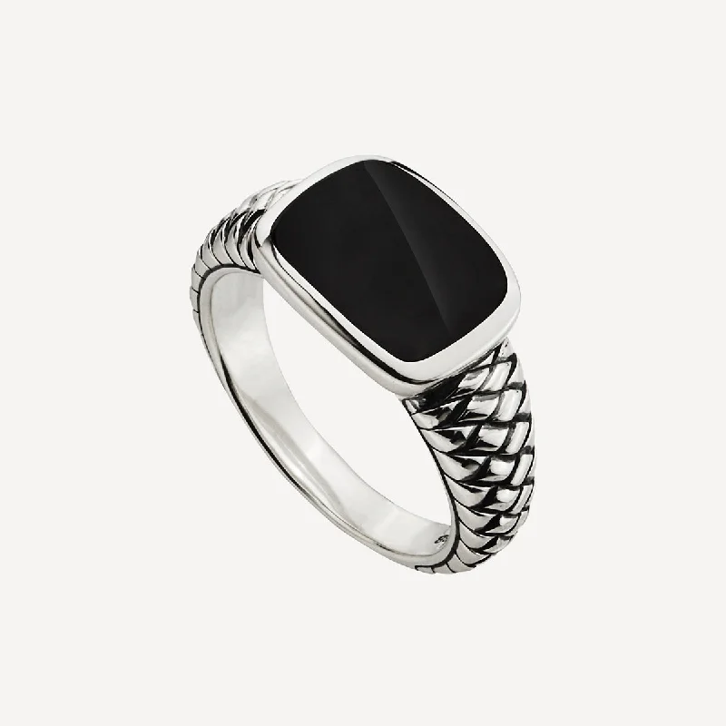 Navigator Men’s Silver Black Onyx Ring