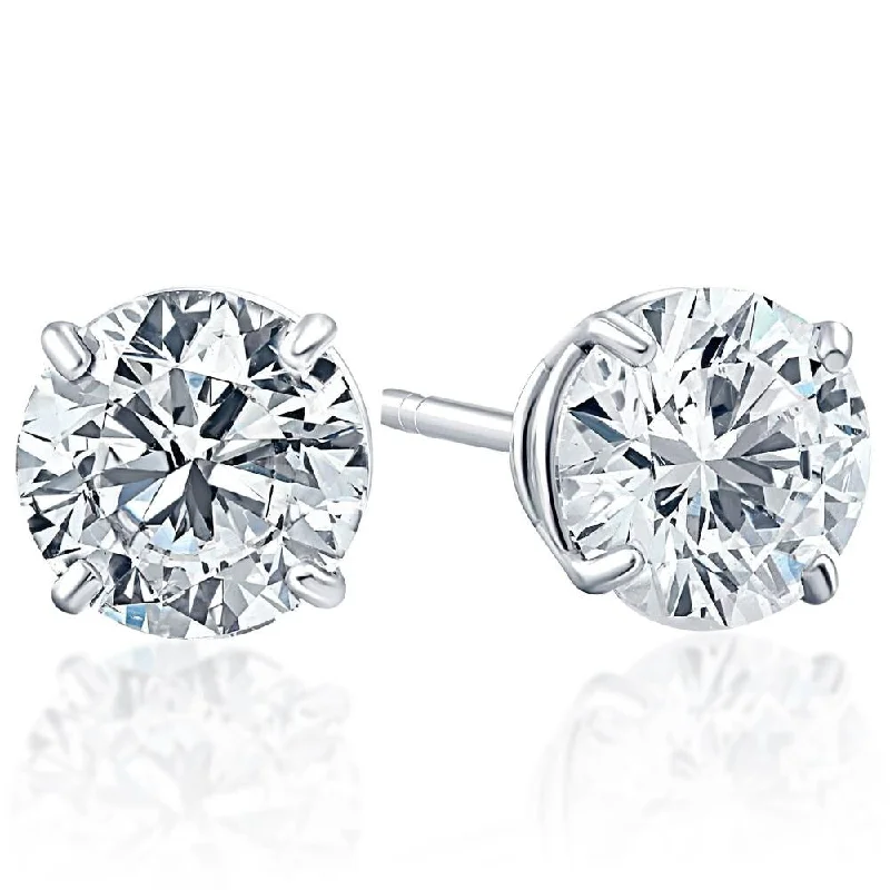 1.00Ct Round Brilliant Cut Natural Quality SI1-SI2 Diamond Stud Earrings in Gold Basket Setting