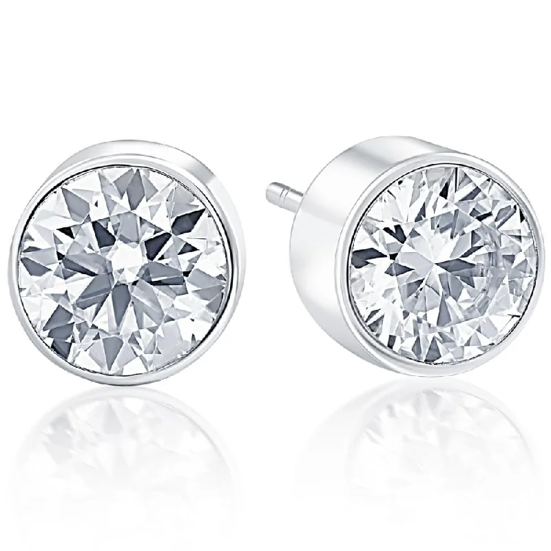 1.00Ct Round Brilliant Cut Natural Quality SI1-SI2 Diamond Stud Earrings in Gold Round Bezel Setting