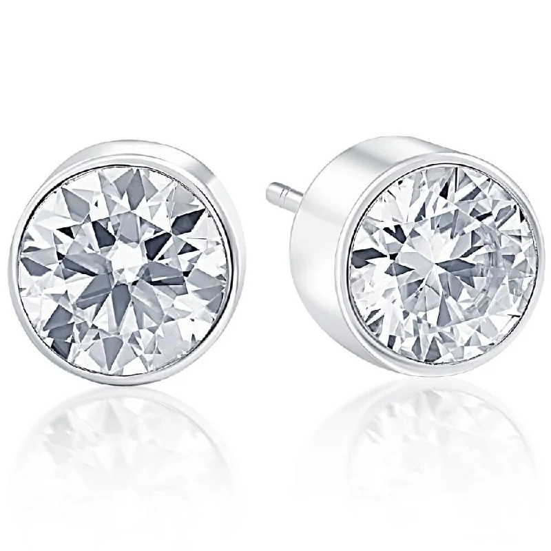 1.00Ct Round Brilliant Cut Natural Quality VS2-SI1 Diamond Stud Earrings in Gold Round Bezel Setting