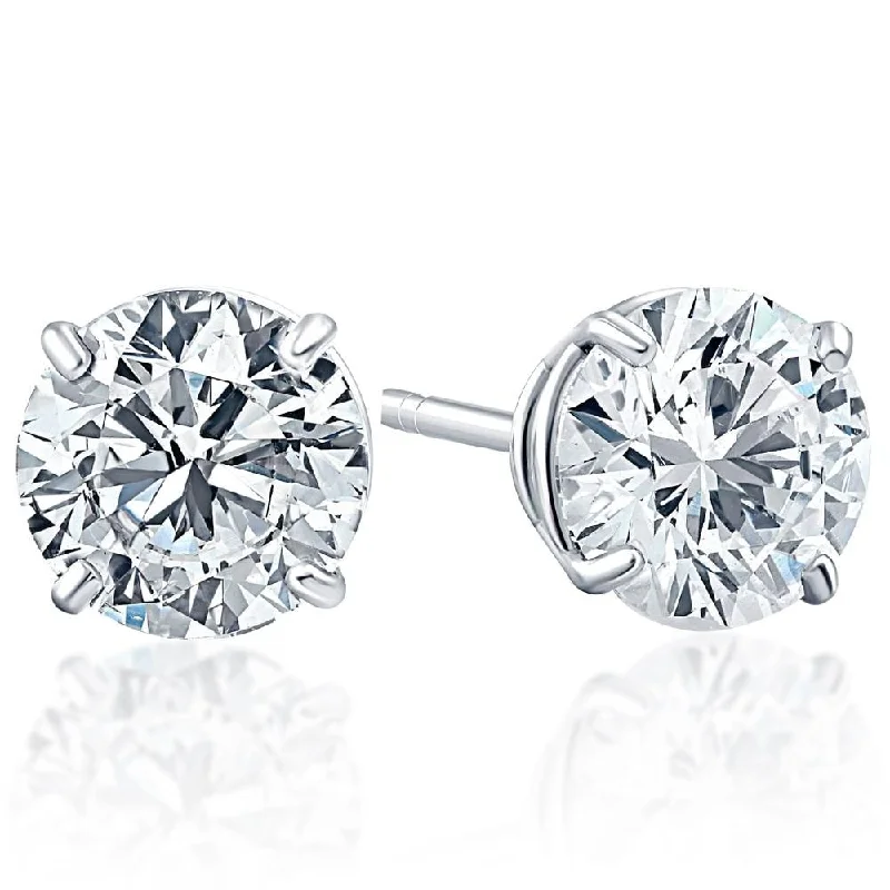 1.25Ct Round Brilliant Cut Natural Quality VS2-SI1 Diamond Stud Earrings in Gold Basket Setting