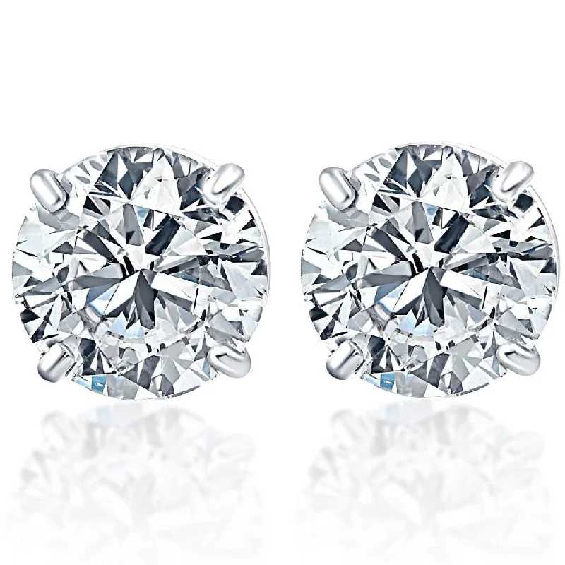 1.50Ct Round Brilliant Cut Natural Quality VS2-SI1 Diamond Stud Earrings in Gold Basket Setting