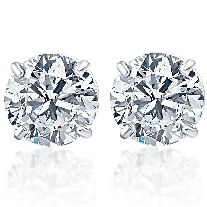 2.00Ct Round Brilliant Cut Natural Quality SI1-SI2 Diamond Stud Earrings in Gold Basket Setting