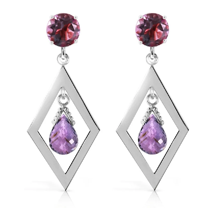 2.4 CTW 14K Solid White Gold Chandelier Earrings Amethyst