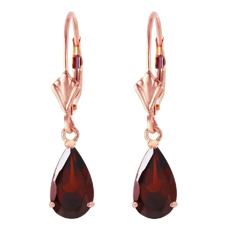 2.45 CTW 14K Solid Rose Gold Leverback Earrings Garnet