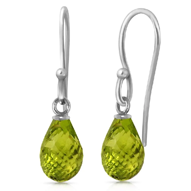 2.7 Carat 14K Solid White Gold Fish Hook Earrings Peridot