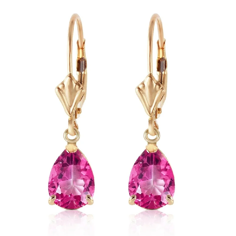 2.85 Carat 14K Solid Gold Garden Party Pink Topaz Earrings