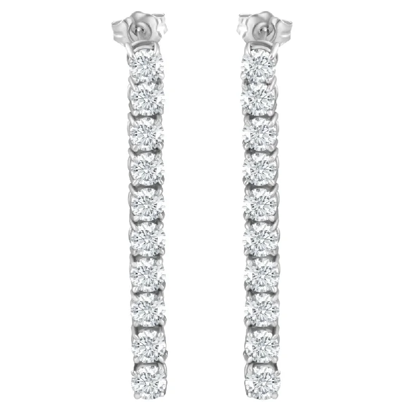 3 1/2Ct TW Real Diamond Dangle Earrings Women's Studs White Gold 1 1/2" Tall