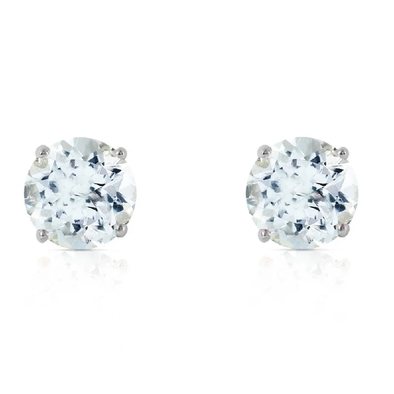 3.1 Carat 14K Solid White Gold Love We Share Aquamarine Earrings