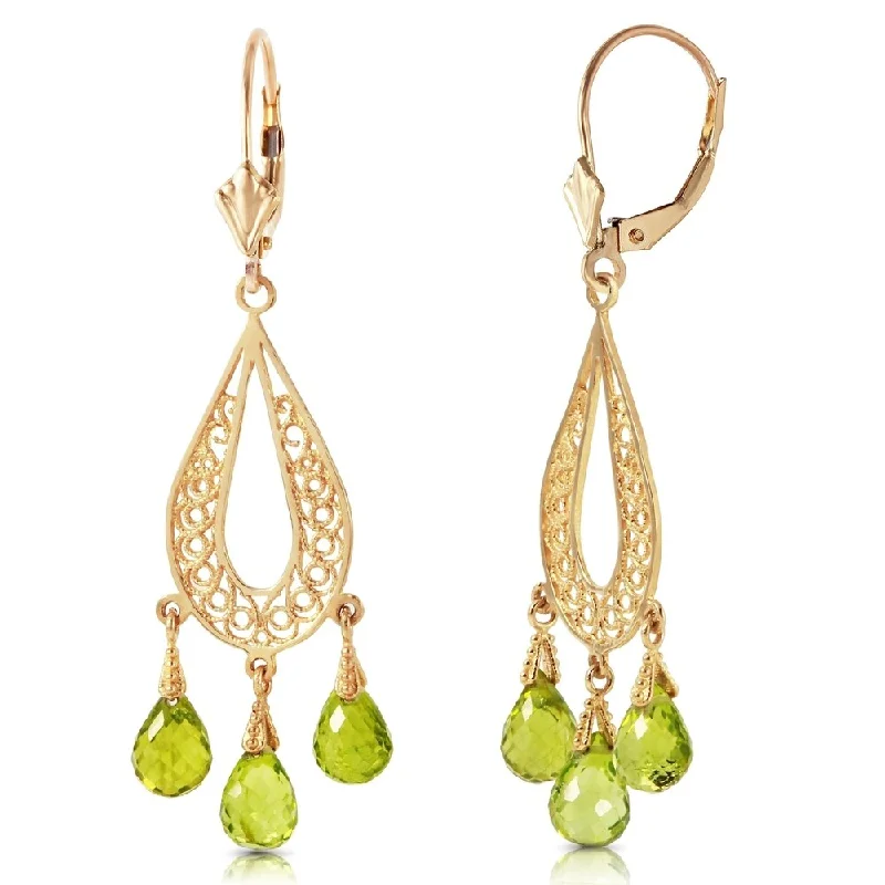 3.75 CTW 14K Solid Gold Chandelier Earrings Natural Peridot