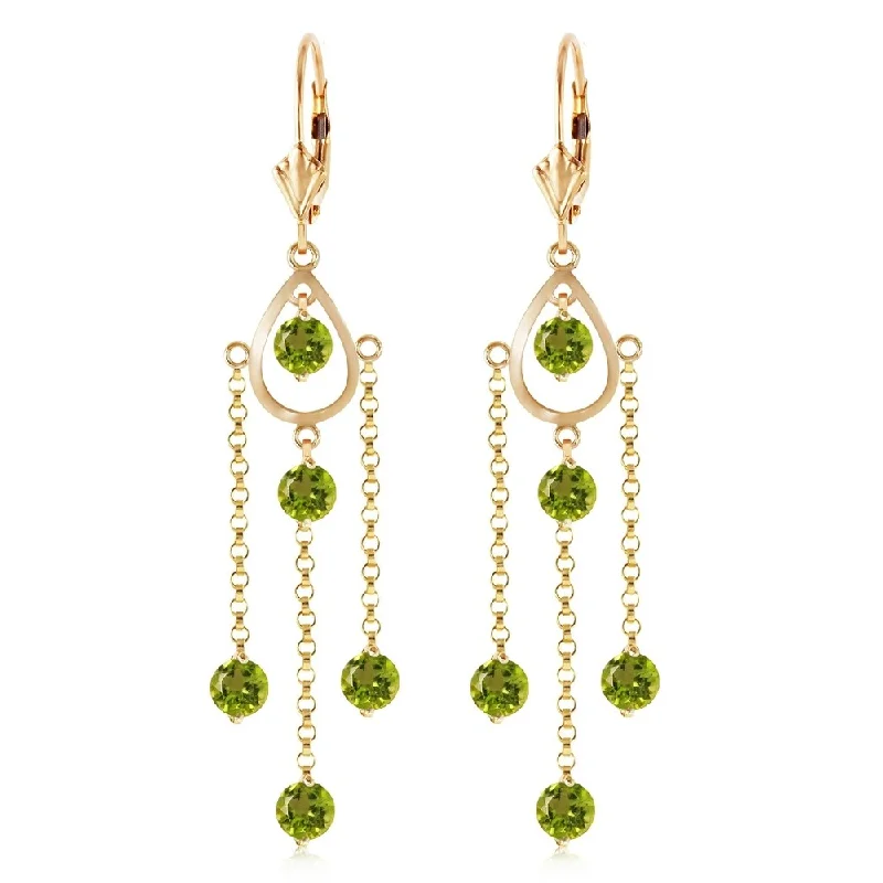 3 CTW 14K Solid Gold Paris Peridot Earrings