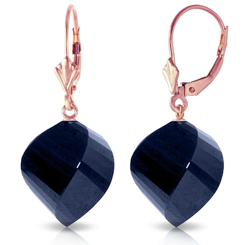 30.5 Carat 14K Solid Gold Twisted Briolette Natural Sapphire Earrings