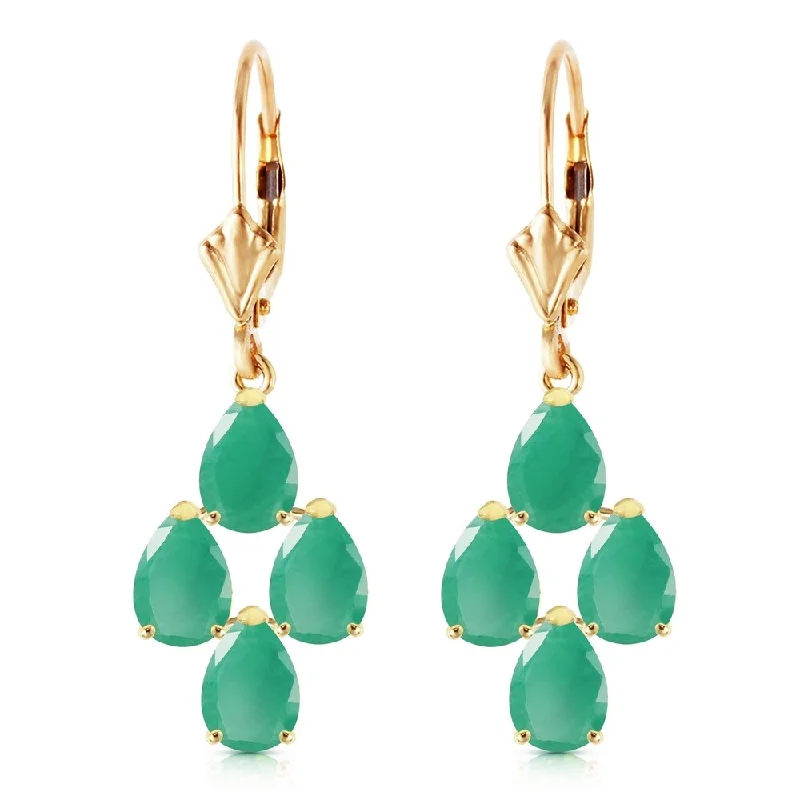 4.5 Carat 14K Solid Gold Evergreen Emerald Earrings