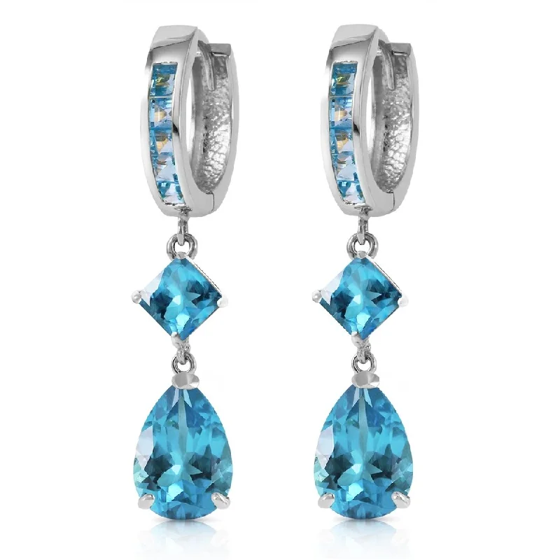 5.62 Carat 14K Solid White Gold Glint in Your Eyes Blue Topaz Earrings