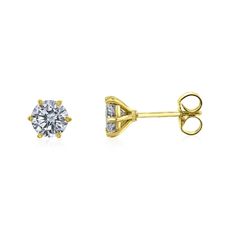 Annello by Kobelli - Chelsea 14k Gold 1 Carat LG Diamond Round Brilliant Stud Earrings (DEF Color, VS Clarity)