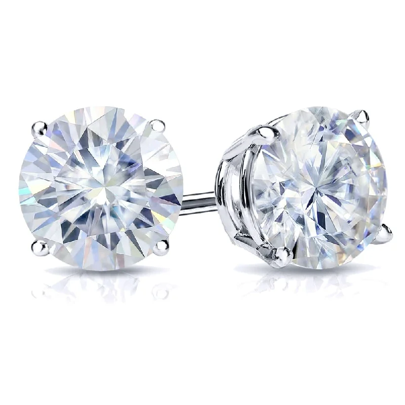 Auriya 1 1/2ct TW Round Moissanite Stud Earrings Platinum - 5.9 mm, Push-Backs