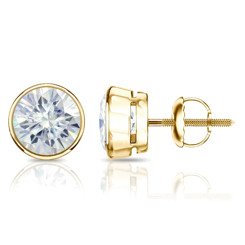 Auriya 14k Gold 1ctw Bezel-set Round Moissanite Stud Earrings - 5 mm