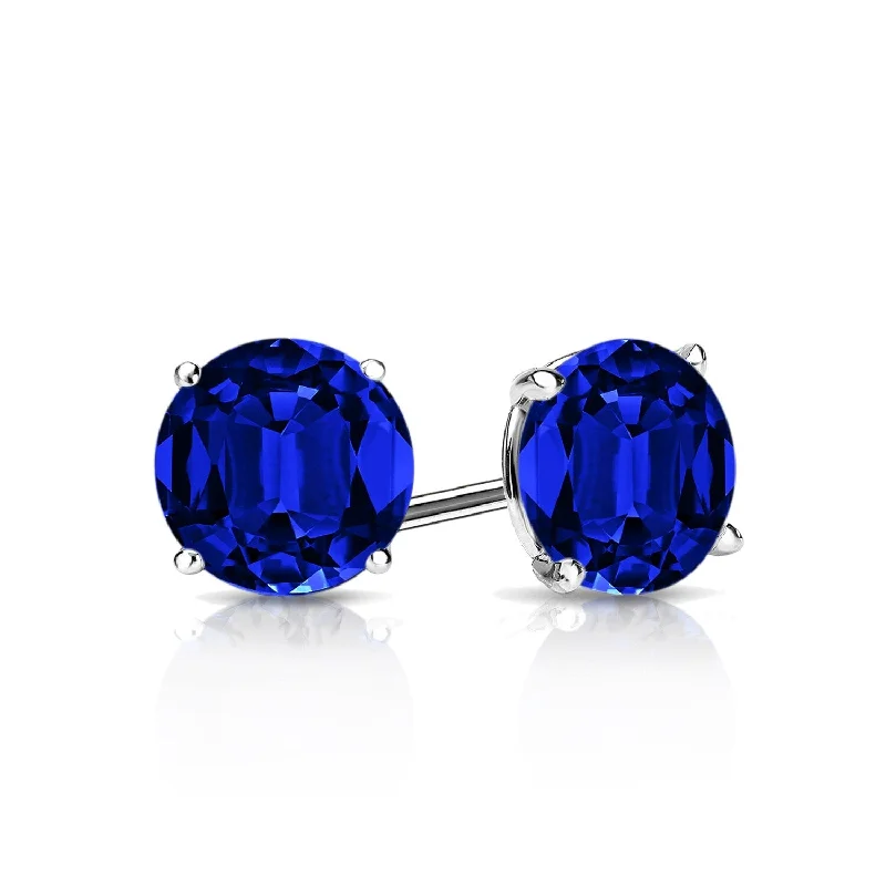 Auriya 14k Gold Lab Grown Gemstone Blue Sapphire Stud Earrings Round 0.25 to 5.00 ct. tw. 4-Prong Martini Screw-Back