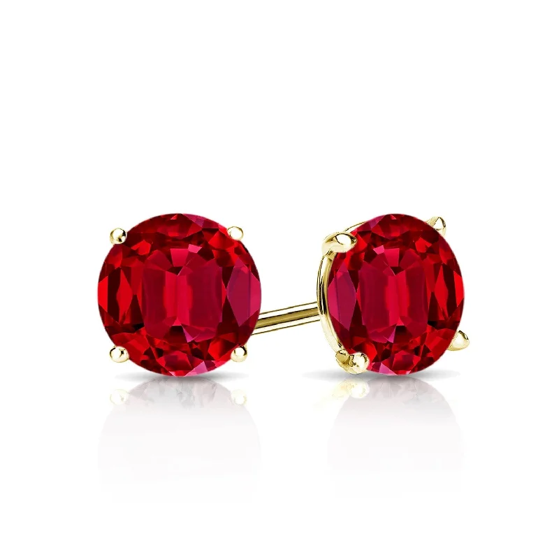 Auriya 14k Gold Lab Grown Gemstone Ruby Stud Earrings Round 0.25 to 5.00 ct. tw. 4-Prong Martini Screw-Back