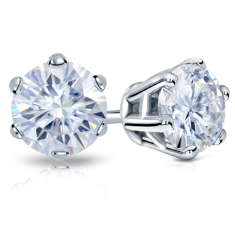 Auriya 6ctw Round Moissanite Stud Earrings 14k Gold