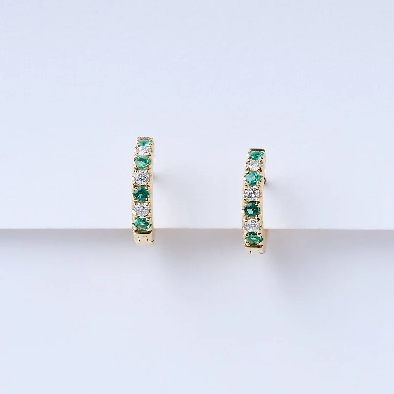 Diamond & Emerald Huggie Earrings