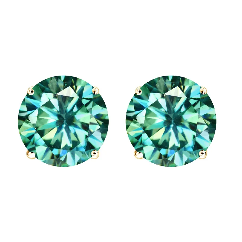 Gold Over Sterling Silver with Green Moissanite Stud Earring