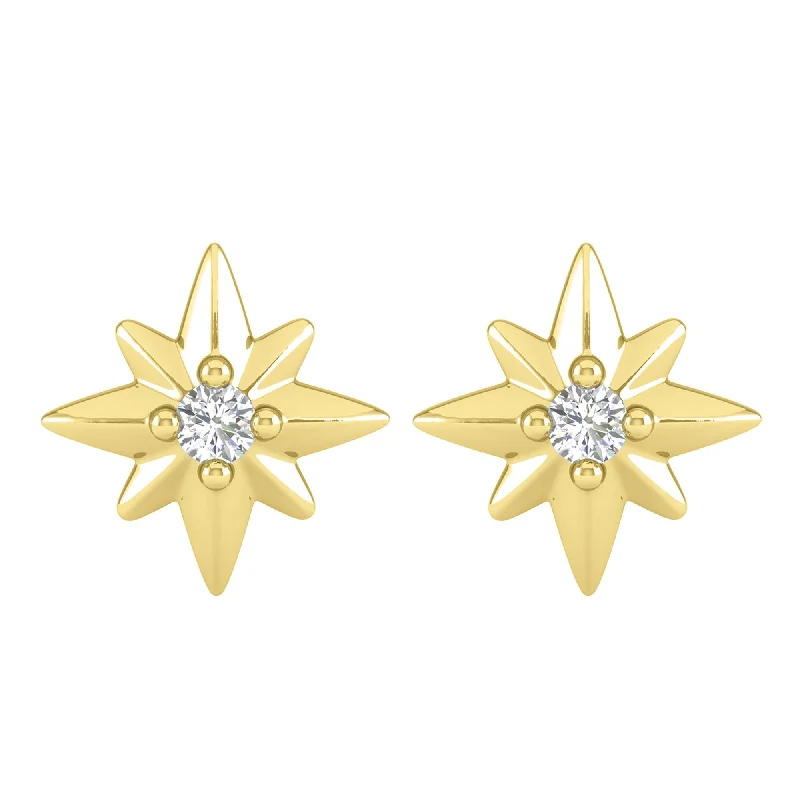 Gold Over Sterling Silver with Moissanite Stud Earring