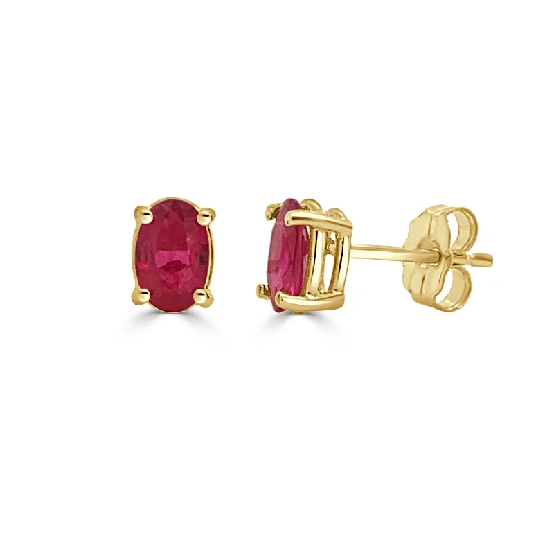 Joelle Ruby Oval Stud Earrings 14K Yellow Gold s Ruby Earrings