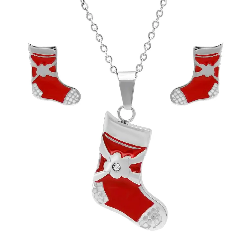 Ladies Stainless Steel Christmas Earring/Pendant Set