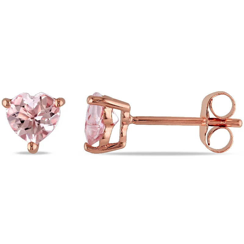 Miadora 10k Rose Gold Heart-cut Morganite Stud Earrings - Pink