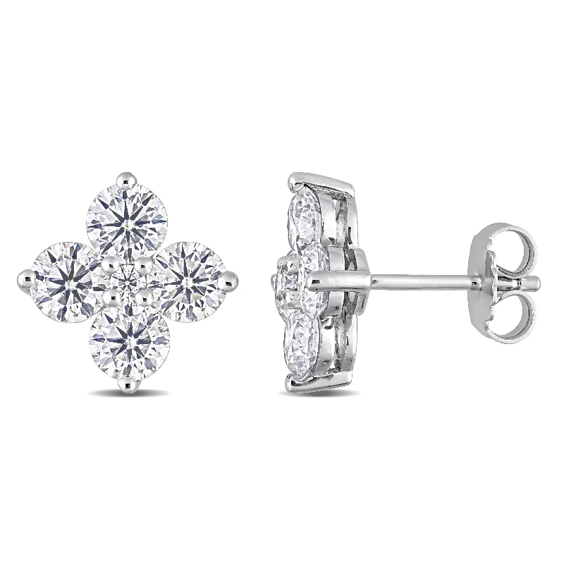 Miadora 3ct DEW Moissanite Floral cluster Stud Earrings in Sterling Silver