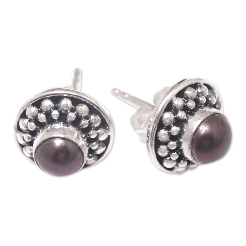 Novica Handmade Magical Glam Cultured Pearl Stud Earrings