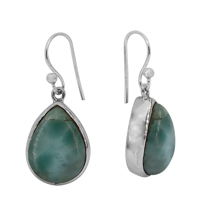 Sterling silver, 11x15mm larimar earrings