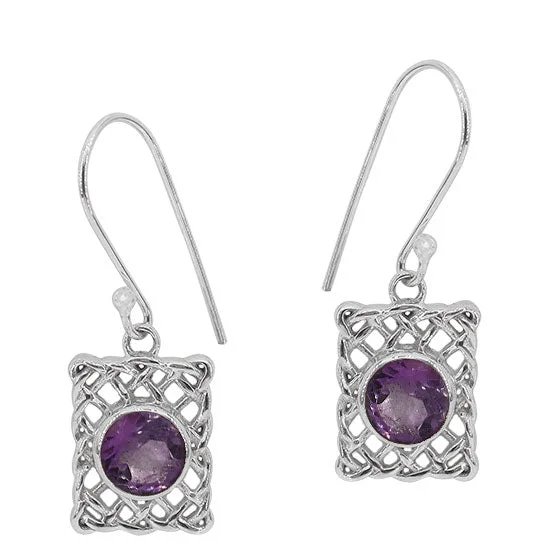 Sterling silver, 6mm amethyst earrings