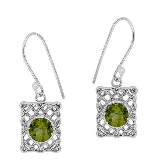 Sterling silver, 6mm peridot earrings