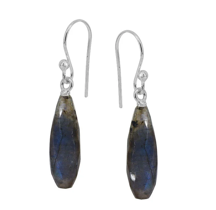 Sterling silver, 7x24mm labradorite earrings