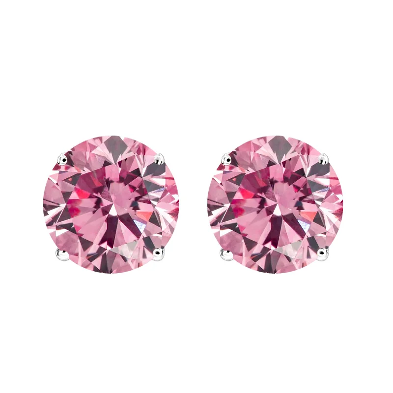 Sterling Silver with Pink Moissanite Stud Earring