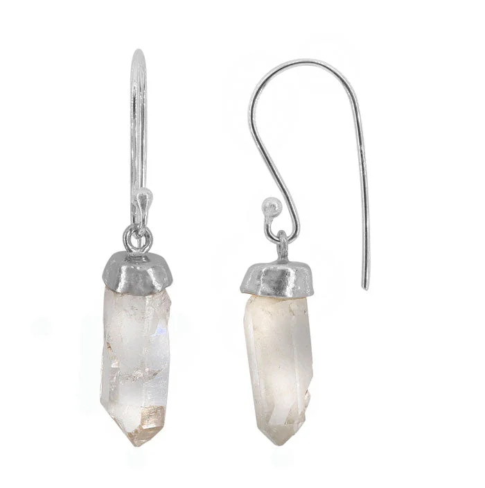 Sterling silver with rhodium, 17x5mm crystal earrings